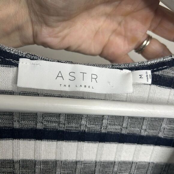 Astr Black White and Gray Striped Twist Front Plunge Neck Bodysuit M - Picture 11 of 11